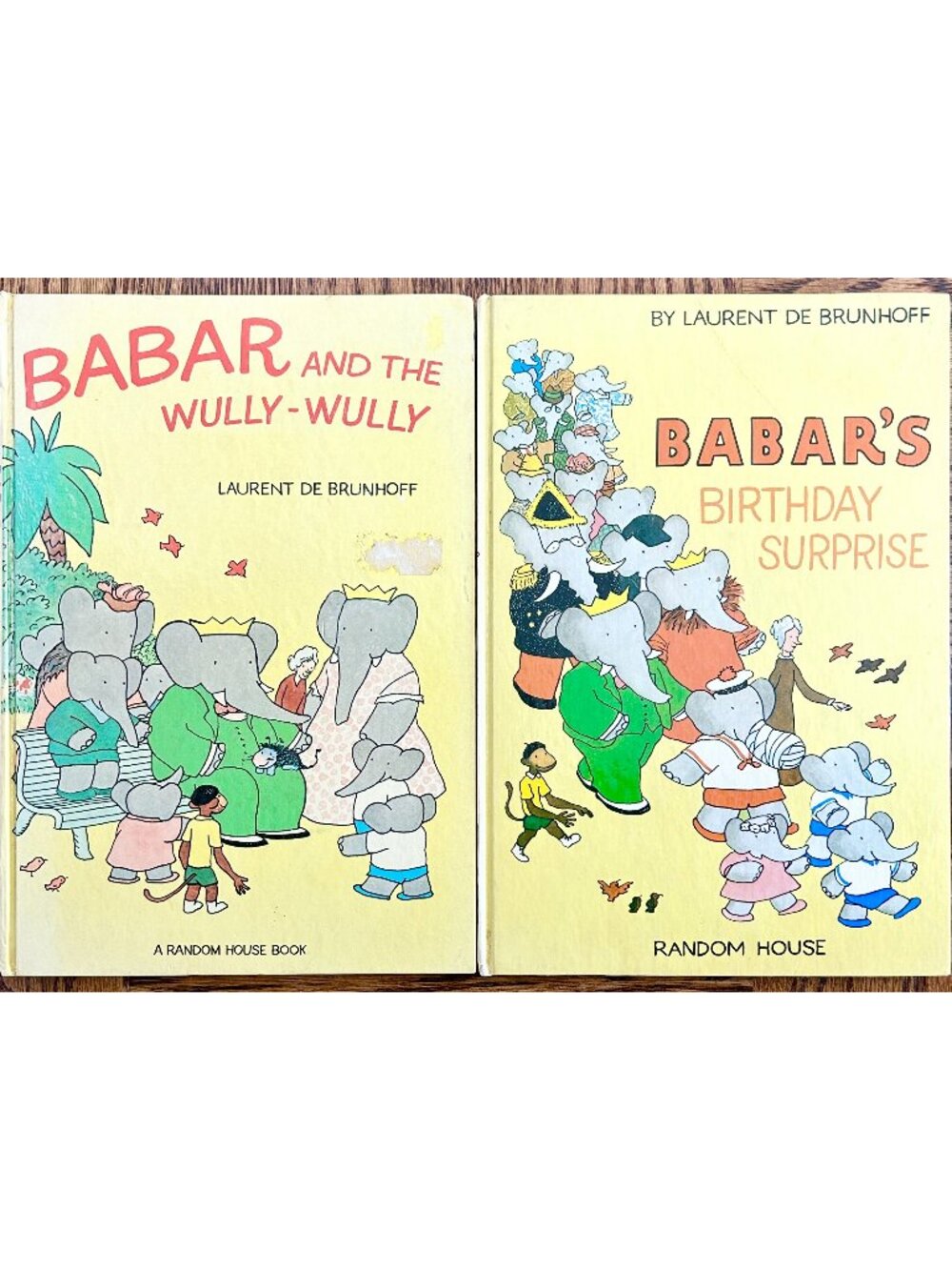 2 Vtg 1970s Hardcover Books BABAR AND THE WULLY-WULLY Babar’s Birthday Surprise